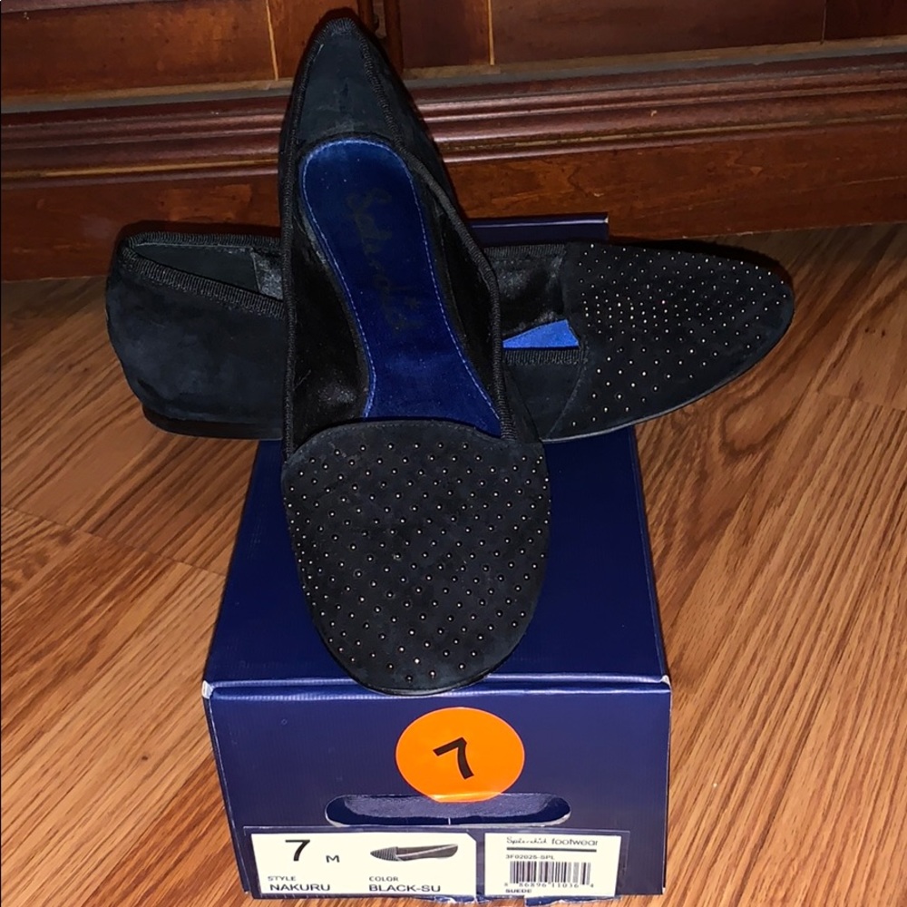 Splendid Black Suede Studded Slip On Shoe Sz 7
